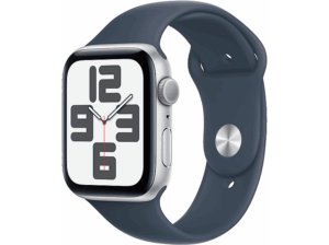APPLE Watch SE (2023) GPS 44 mm Caja de aluminio plata Vidrio delantero Ion-X Talla M/L Correa deportiva azul tempestad. Opiniones ¿Vale la pena en julio de 2026?.