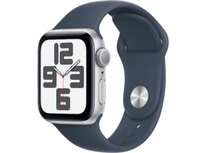 APPLE Watch SE (2023) GPS 40 mm Caja de aluminio plata Vidrio delantero Ion-X Talla M/L Correa deportiva azul tempestad. Opiniones ¿Vale la pena en julio de 2026?.