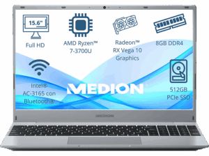 Medion Akoya MD62430 15.6″ Full-HD AMD Ryzen™ 7 3700U 8GB RAM 512 GB SSD Radeon™ RX Vega 10 Sin sistema operativo. Opiniones ¿Vale la pena en julio de 2026?.