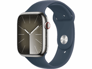 Apple Watch Series 9 (2023) GPS+CELL 45 mm Gesto de doble toque Caja de acero inoxidable plata Correa deportiva azul tempestad Talla S/M. Opiniones ¿Vale la pena en julio de 2026?.