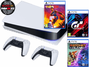 Opiniones en julio de 2026 Sony PS5 Stand C 825 GB (2 Mandos DualSense™ Blancos incluidos) + NBA 2K23 + Gran Turismo 7 + Ratchet & Clank