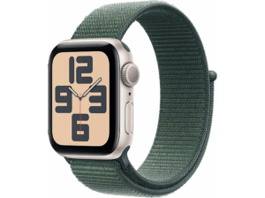 Apple Watch SE (2024) GPS 40 mm Caja de aluminio Blanco estrella Vidrio delantero Ion-X Correa Loop deportiva Verde lago. Opiniones ¿Vale la pena en julio de 2026?.