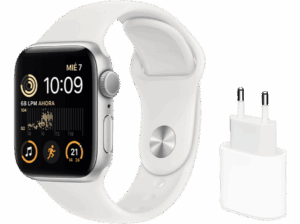 APPLE Watch SE (2022) GPS 44 mm Caja de aluminio Vidrio delantero Ion-X + Adaptador de corriente USB-C de 20 W