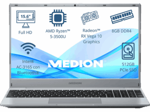 Medion Akoya MD62428 15.6 » Full HD AMD Ryzen™ 5 3500U 8GB RAM 512GB SSD Radeon™ RX Vega 10 Sin sistema operativo. Opiniones ¿Vale la pena en julio de 2026?.