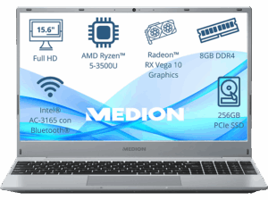 Medion Akoya MD62426 15.6 » Full HD AMD Ryzen™ 5 3500U 8GB RAM 256GB SSD Radeon™ RX Vega 10 Sin sistema operativo. Opiniones ¿Vale la pena en julio de 2026?.