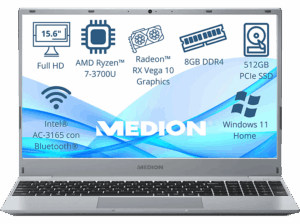 Medion Akoya MD62429 15.6″ Full-HD AMD Ryzen™ 7 3700U 8GB RAM 512 GB SSD Radeon™ RX Vega 10 Windows 11 Home. Opiniones ¿Vale la pena en julio de 2026?.