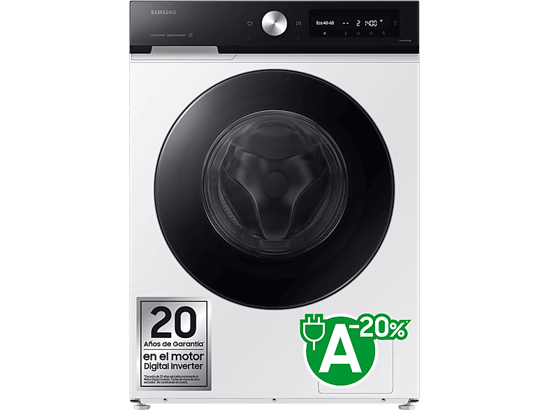 Samsung WW90DB7U94GEU3 9 kg 1400 rpm AI EcoBubble™ Clasificación Energética A Blanco