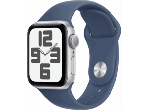 Apple Watch SE (2024) GPS 40 mm Caja de aluminio Plata Vidrio delantero Ion-X Correa deportiva Azul denim Talla M/L. Opiniones ¿Vale la pena en julio de 2026?.
