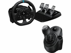 Logitech G G923 + Palanca [Opiniones en julio de 2026]  de cambios Force Shifter Force Feedback Trueforce PS 4/5-PC Pedales personalizables USB 6 velocidades Negro